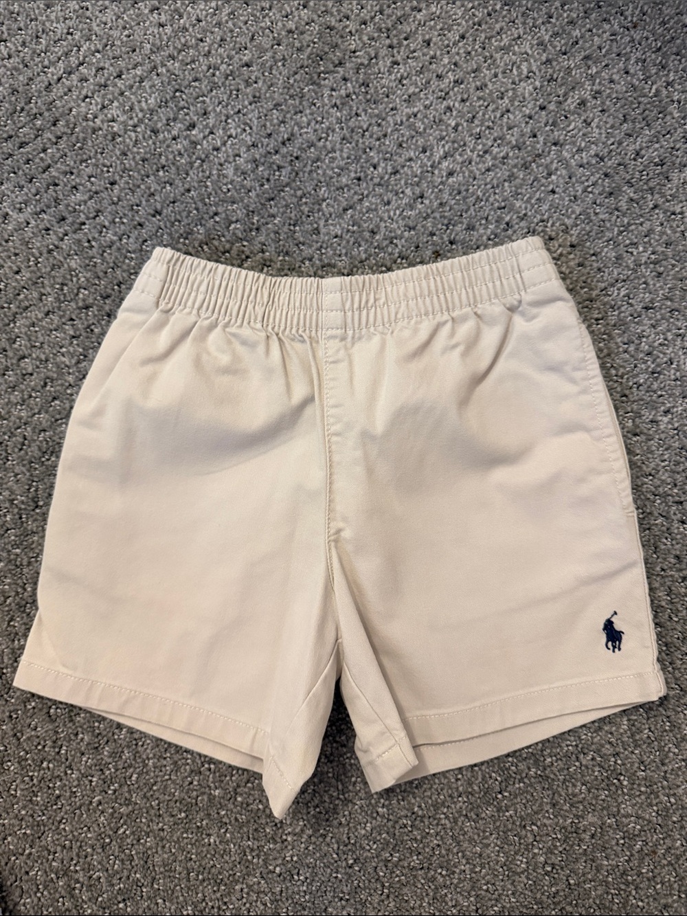 Polo by Ralph Lauren Cream Elastic-Waist Shorts with Navy Pony
